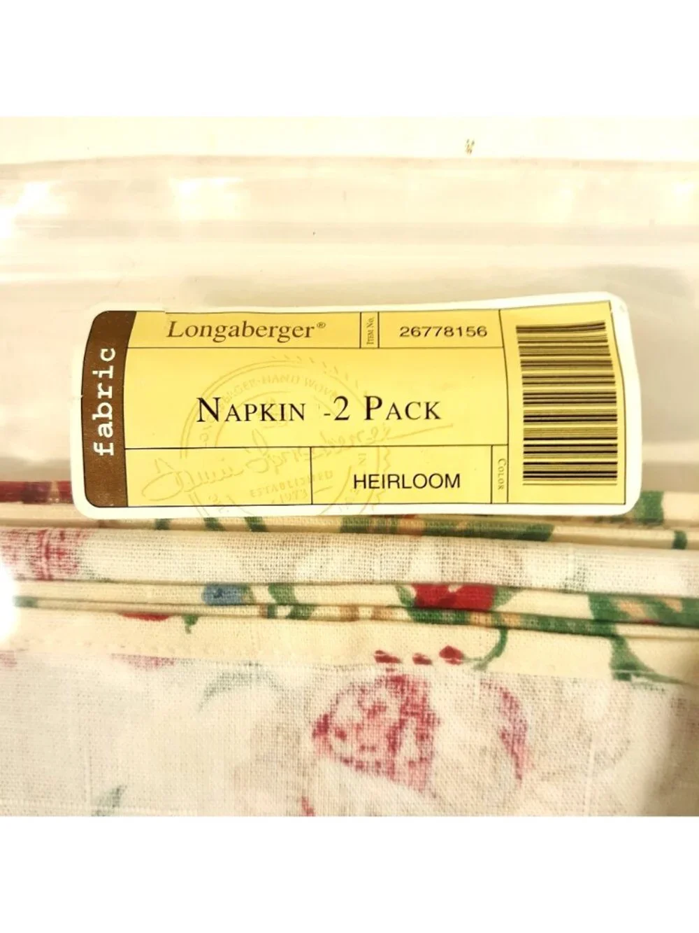 Longaberger Napkins 4 Pack #26778156 Heirloom Cotton Rose Floral 19